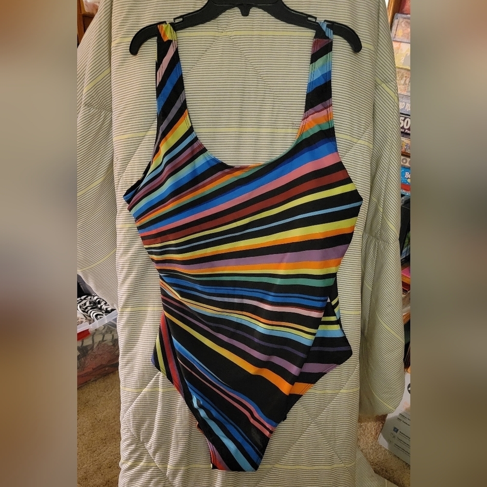 Striped Bathing Suit 3X One Piece